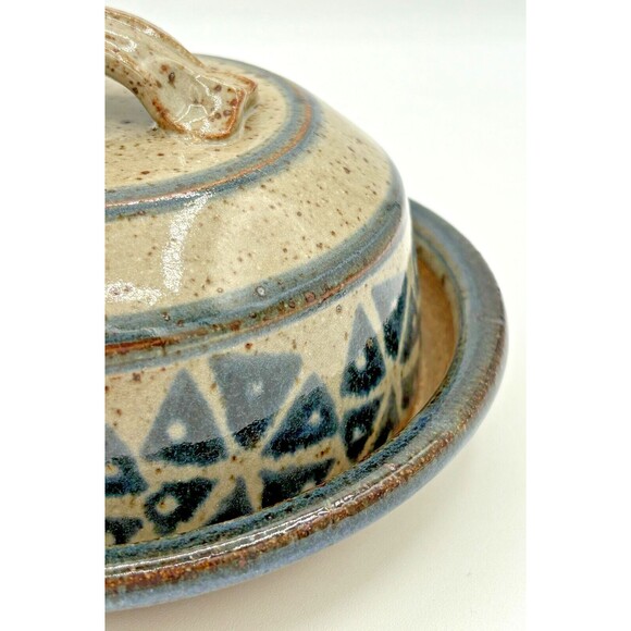 Stoneware Art Pottery Covered Dish Garlic Roaster Baker Speckled Glaze‎ Pattern - Picture 12 of 16